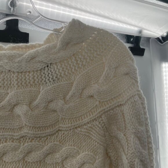 Moda International Women's Cable Knit Sweater Long Sleeve Cream Size Small - Picture 4 of 8